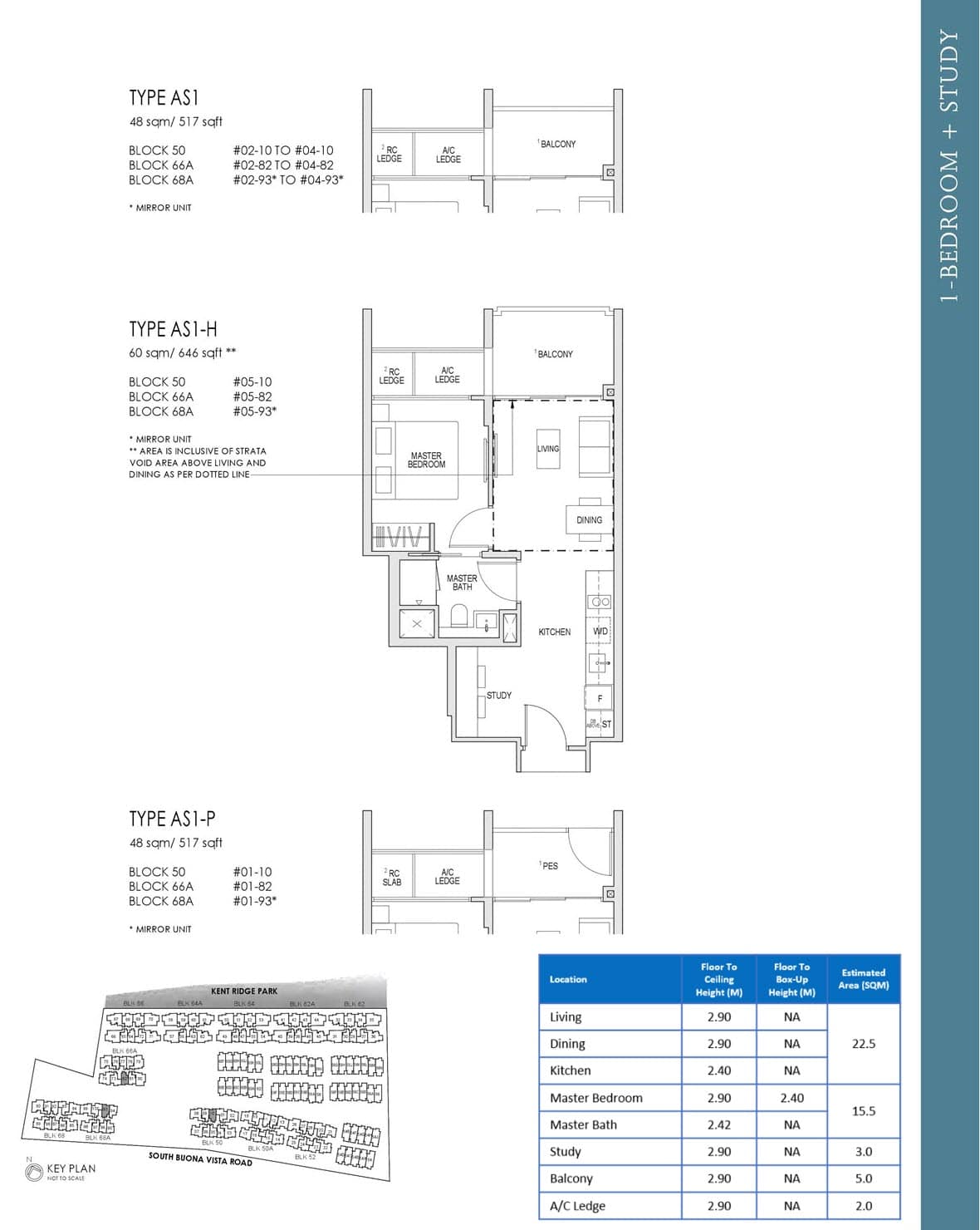 Kent Ridge Hill Residences Showflat Floor Plan 1 Bedroom Study